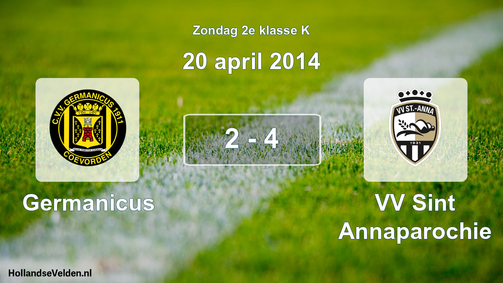 Total number of matches played: Germanicus - VV Sint Annaparochie 2 - 4 (20 April 2014)
