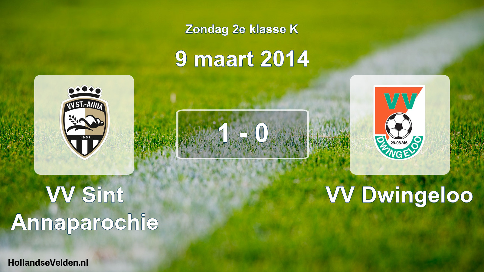 Total number of matches played: VV Sint Annaparochie - VV Dwingeloo 1 - 0 (9 March 2014)