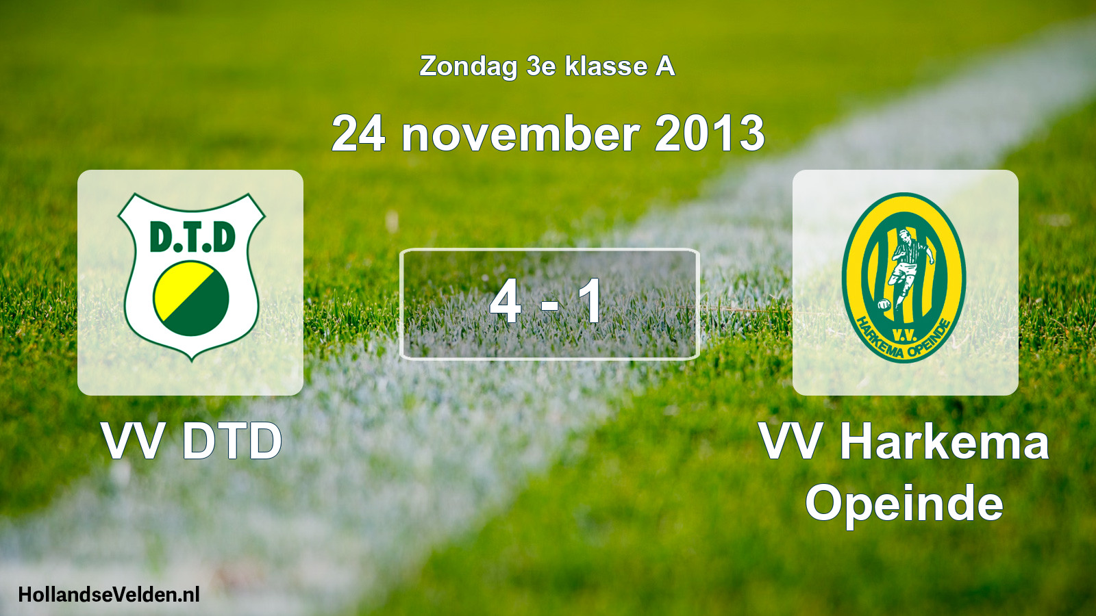 Total number of matches played: VV DTD - VV Harkema Opeinde 4 - 1 (24 November 2013)