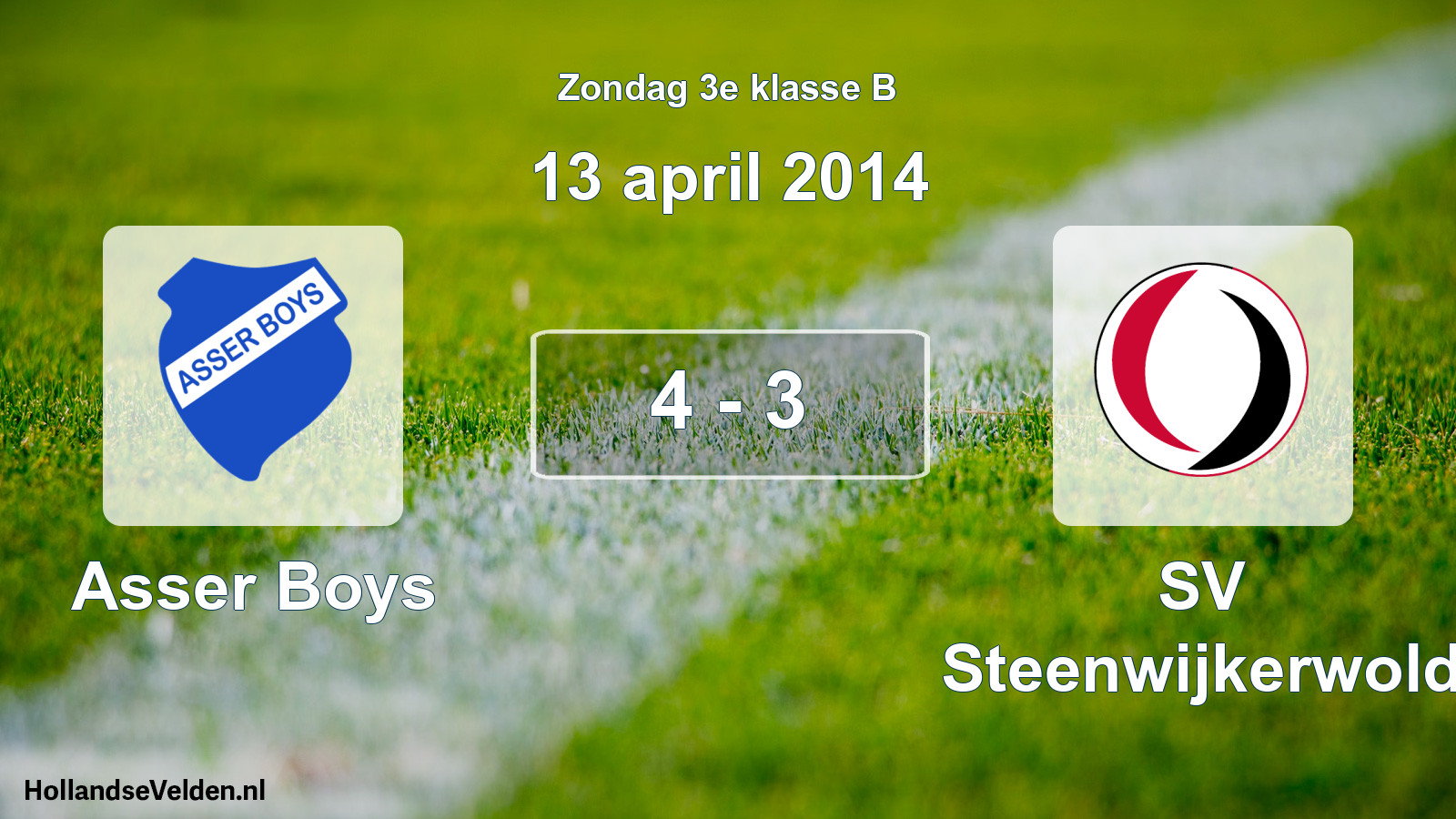 Total number of matches played: Asser Boys - SV Steenwijkerwold 4 - 3 (13 April 2014)