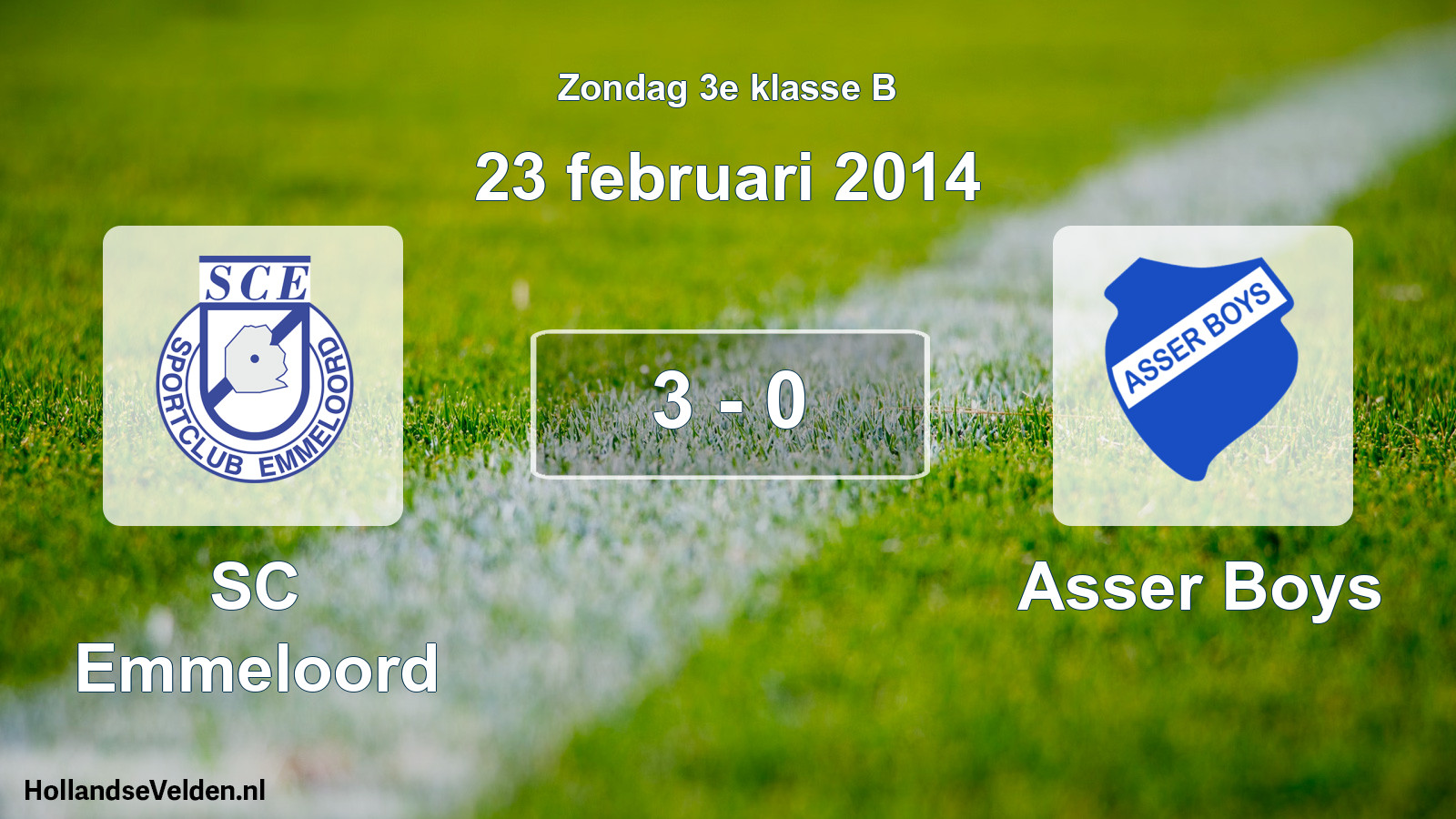 Total number of matches played: SC Emmeloord - Asser Boys 3 - 0 (23 February 2014)