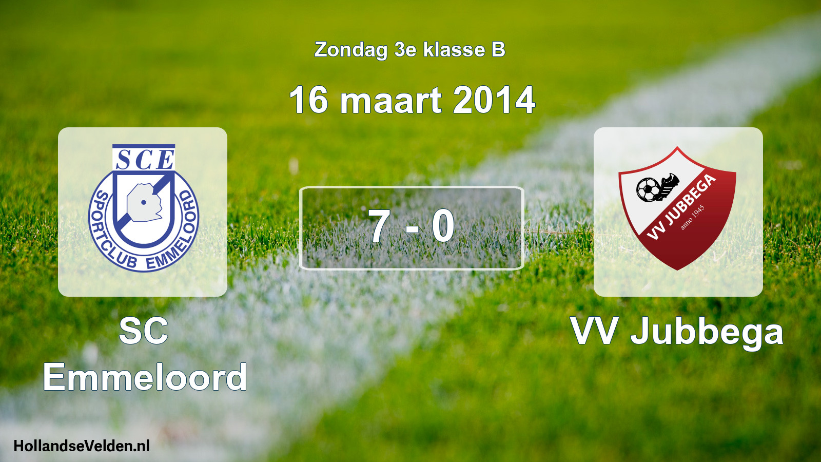 Total number of matches played: SC Emmeloord - VV Jubbega 7 - 0 (16 March 2014)