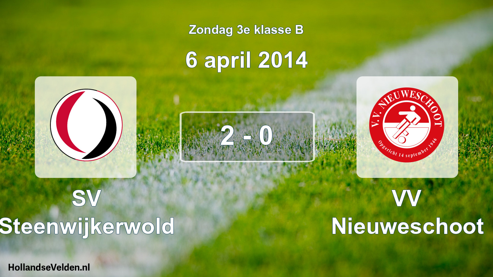 Total number of matches played: SV Steenwijkerwold - VV Nieuweschoot 2 - 0 (6 April 2014)