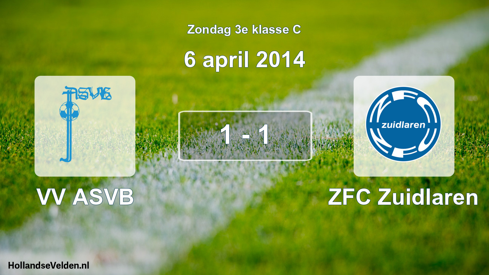 Total number of matches played: VV ASVB - ZFC Zuidlaren 1 - 1 (6 April 2014)