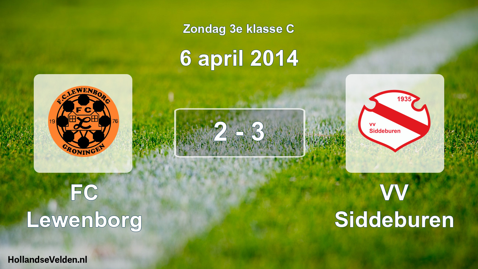 Total number of matches played: FC Lewenborg - VV Siddeburen 2 - 3 (6 April 2014)