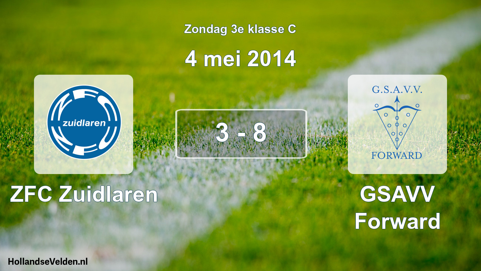 Total number of matches played: ZFC Zuidlaren - GSAVV Forward 3 - 8 (4 May 2014)
