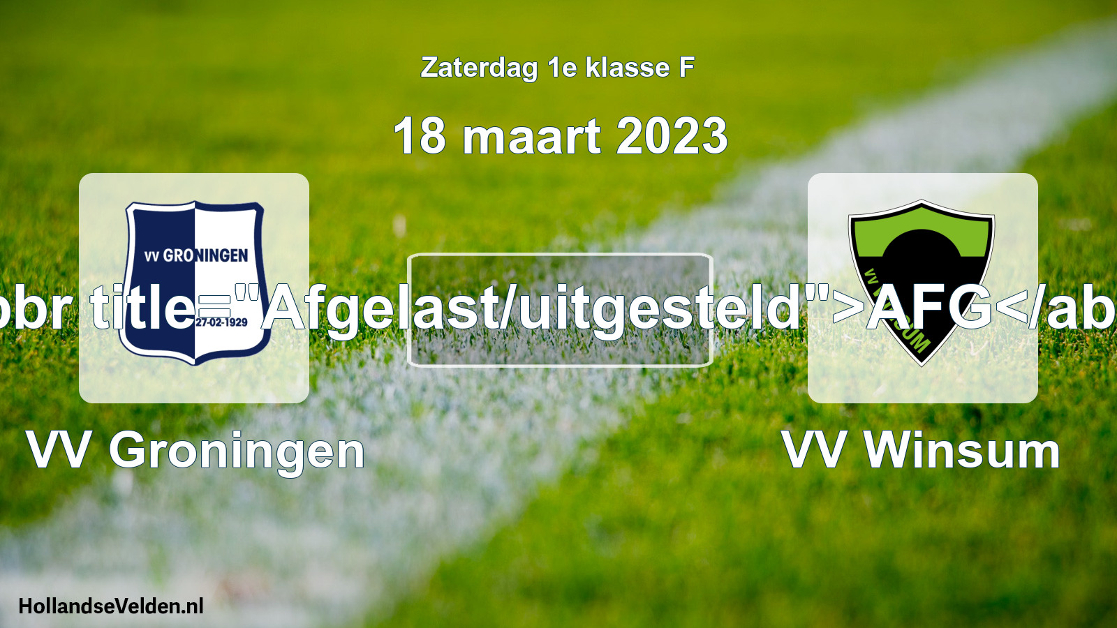 Scheduled Match: VV Groningen - VV Winsum (18 March 2023)