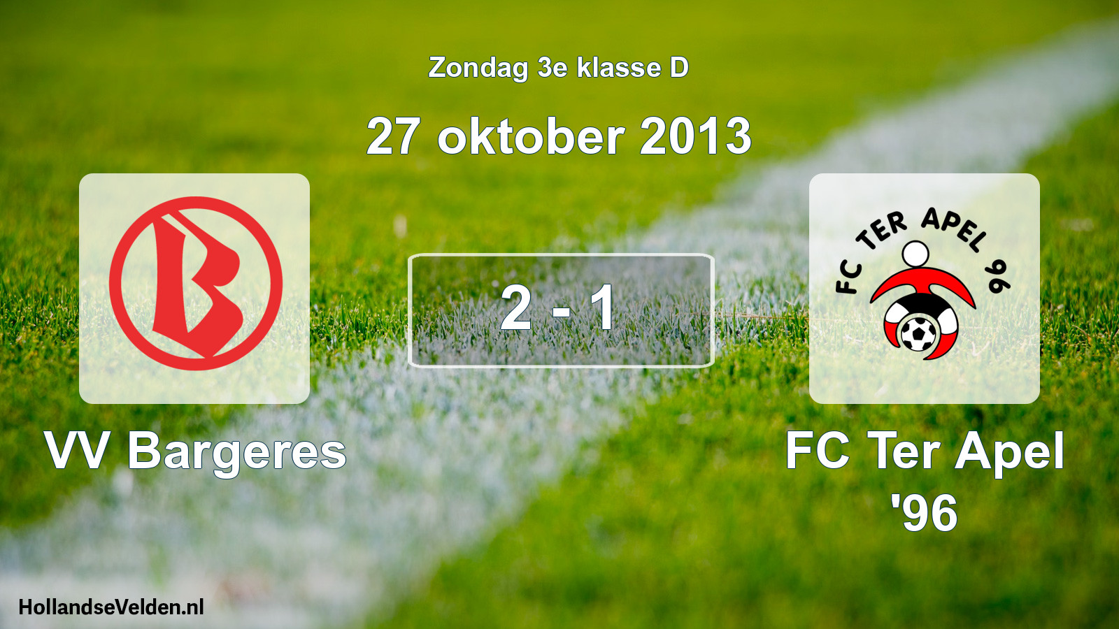 Total number of matches played: VV Bargeres - FC Ter Apel '96 2 - 1 (27 October 2013)