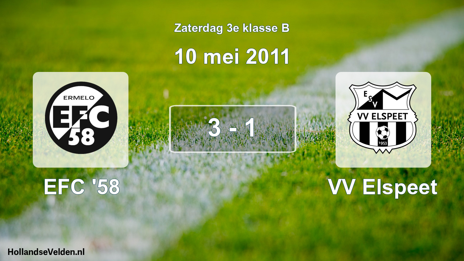 Total number of matches played: EFC '58 - VV Elspeet 3 - 1 (10 May 2011)