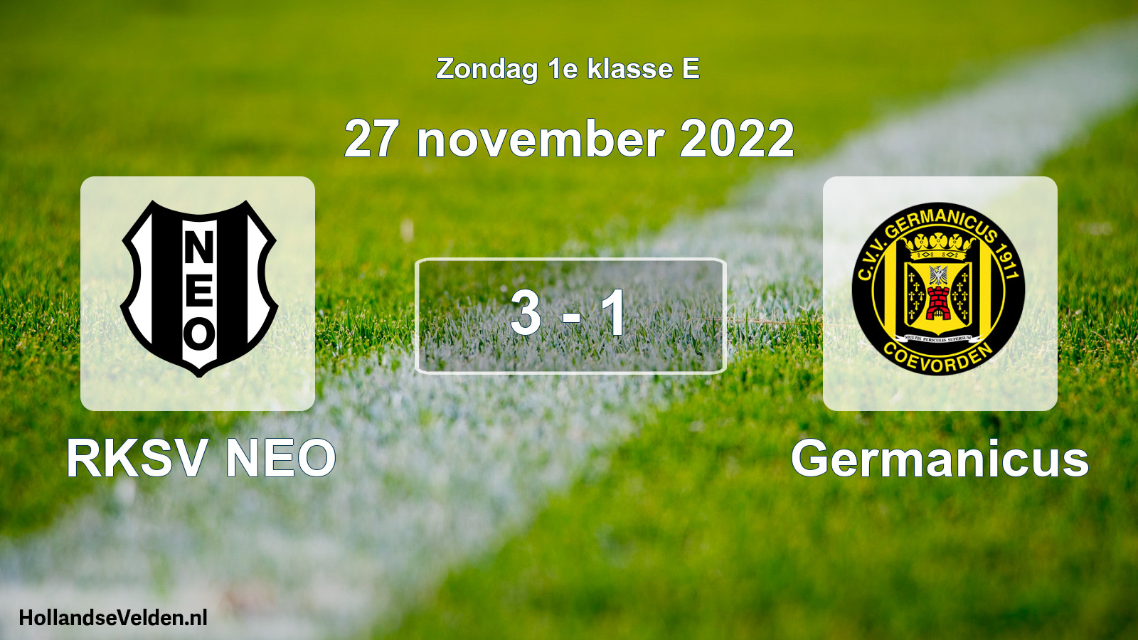 Total number of matches played: RKSV NEO - Germanicus 3 - 1 (27 November 2022)