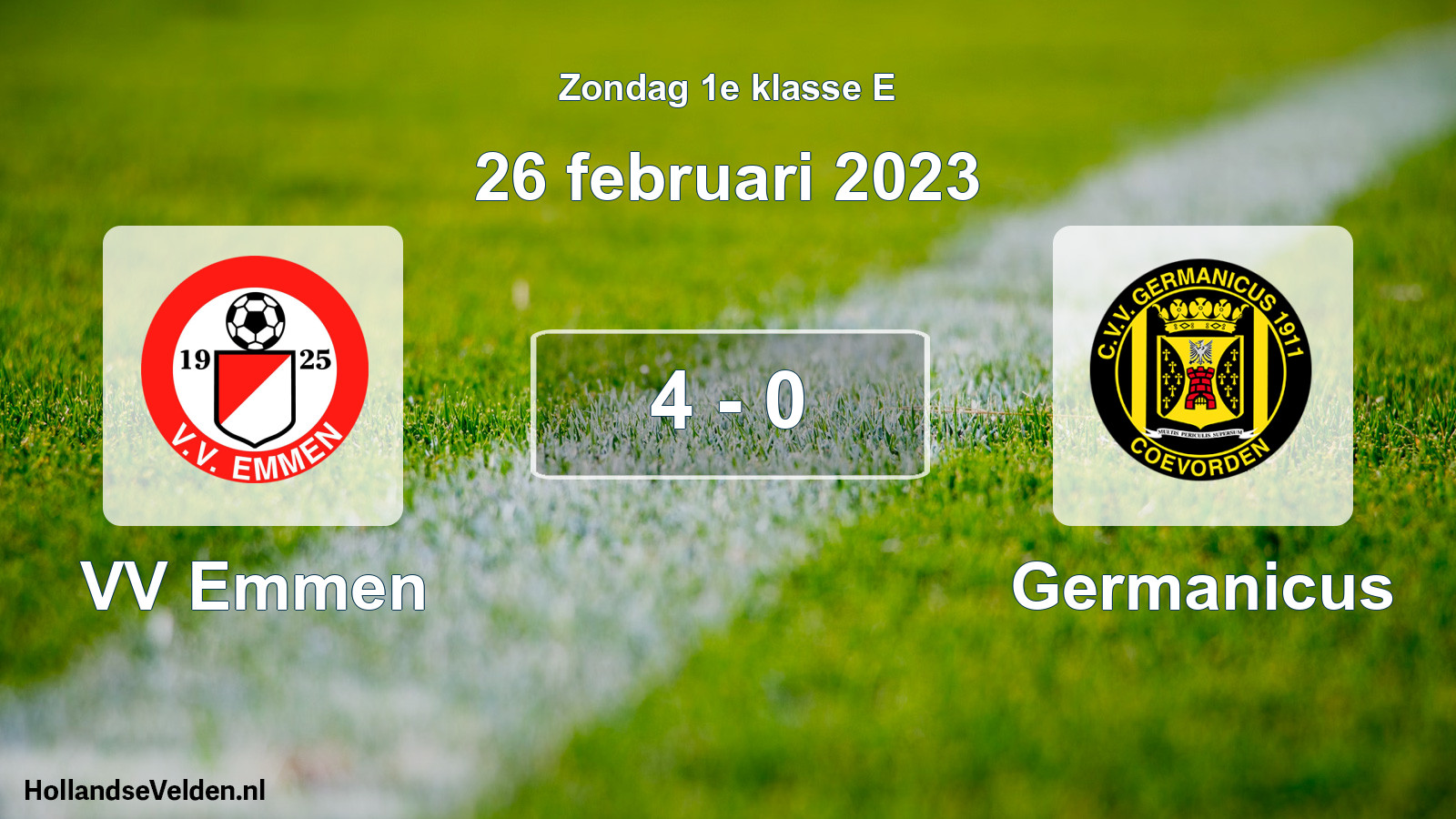 Total number of matches played: VV Emmen - Germanicus 4 - 0 (26 February 2023)