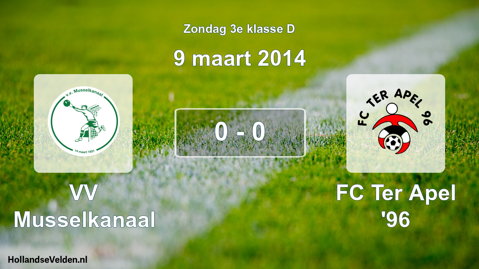 Total number of matches played: VV Musselkanaal - FC Ter Apel '96 0 - 0 (9 March 2014)