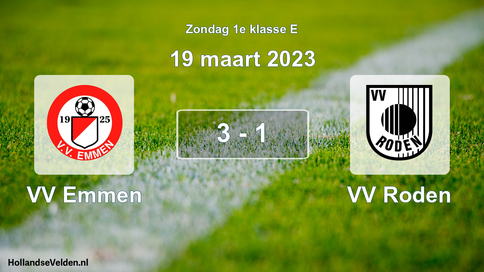Total number of matches played: VV Emmen - VV Roden 3 - 1 (19 March 2023)