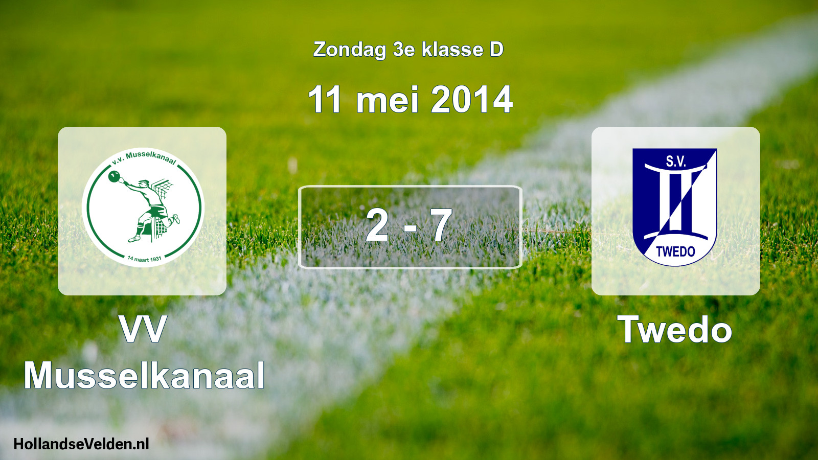Total number of matches played: VV Musselkanaal - Twedo 2 - 7 (11 May 2014)