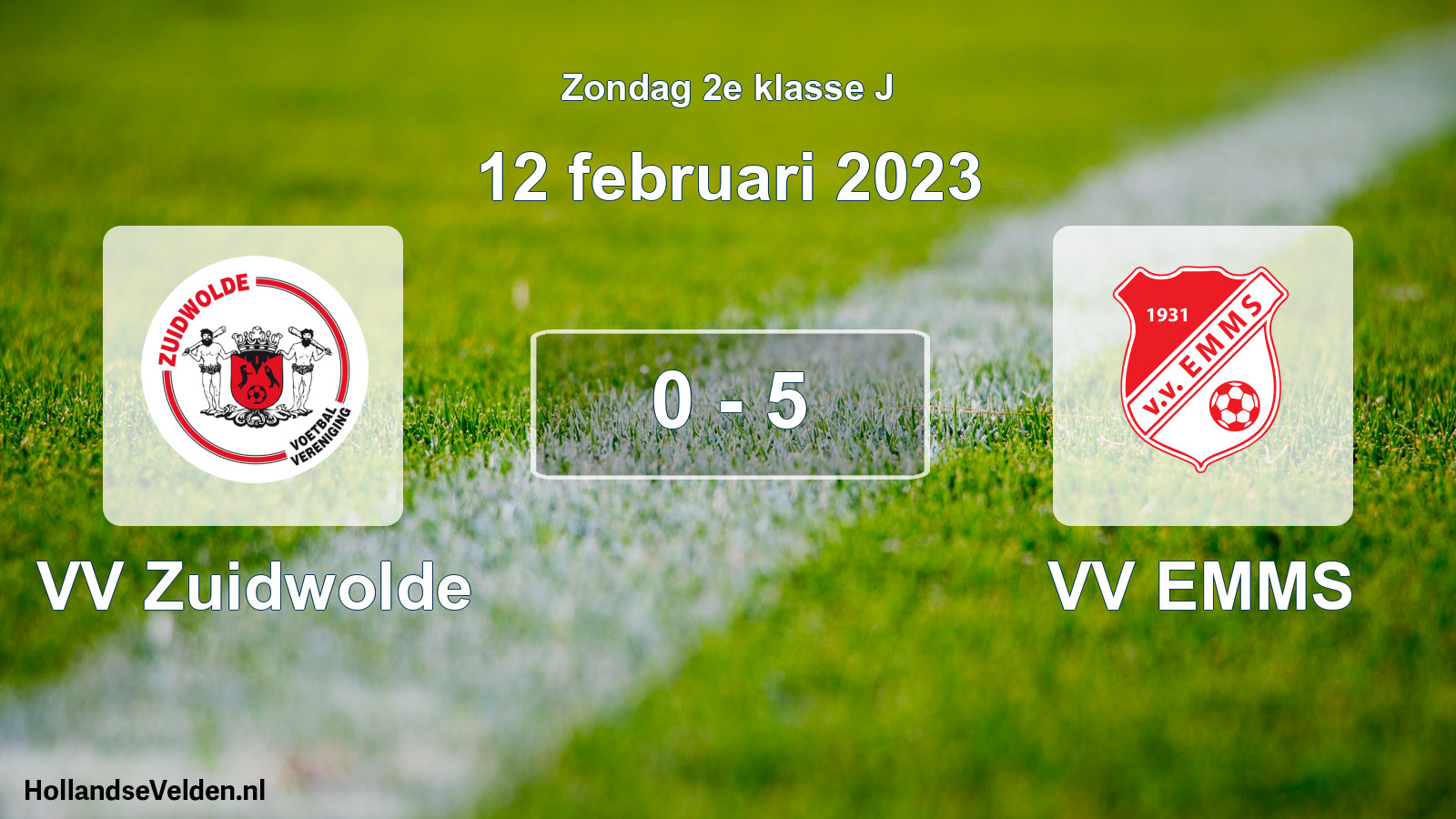 Total number of matches played: VV Zuidwolde - VV EMMS 0 - 5 (12 February 2023)