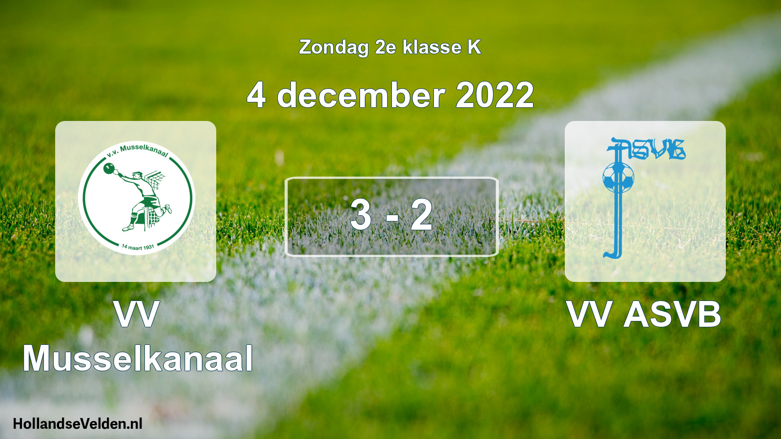 Total number of matches played: VV Musselkanaal - VV ASVB 3 - 2 (4 December 2022)