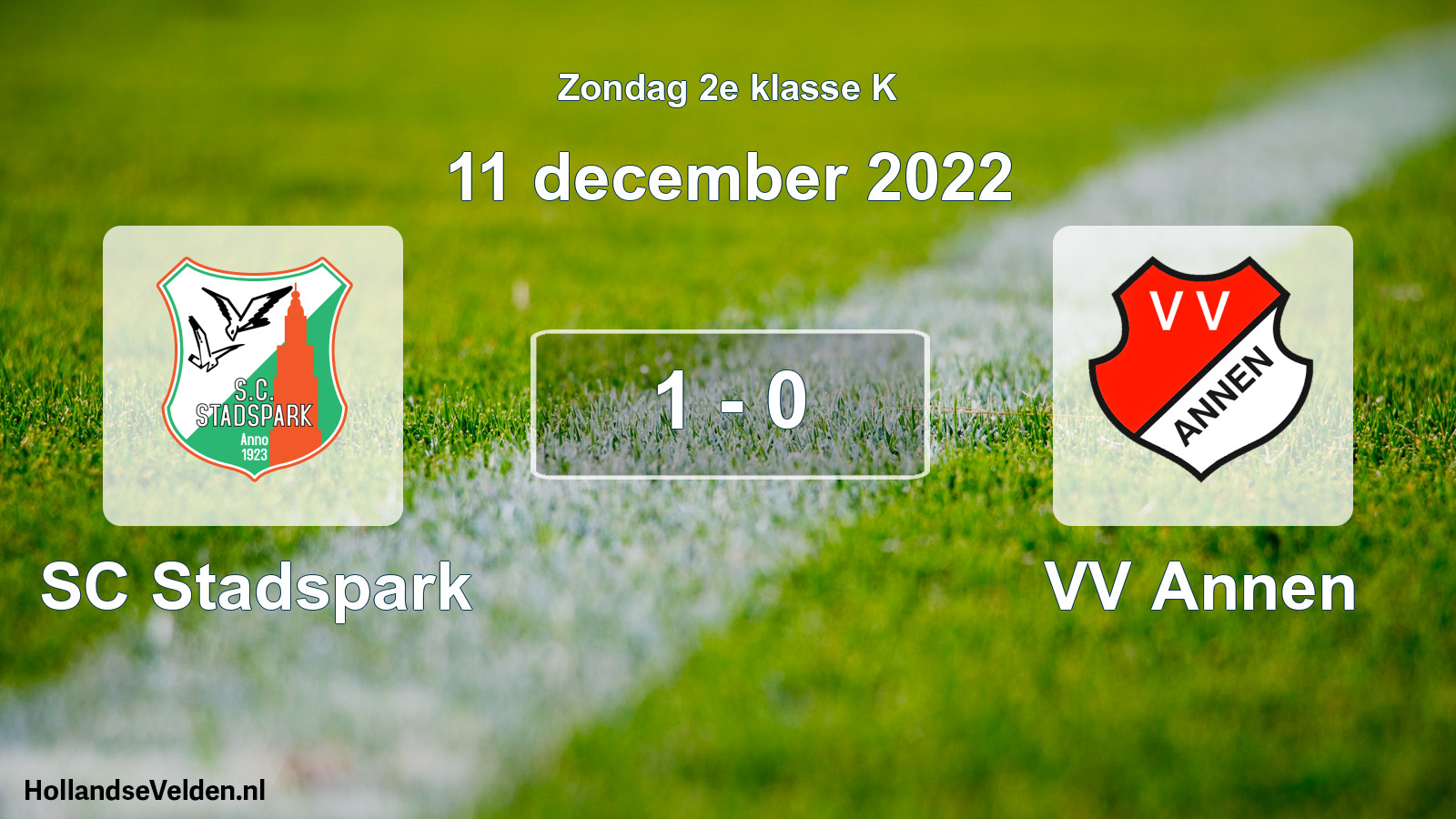 Total number of matches played: SC Stadspark - VV Annen 1 - 0 (11 December 2022)