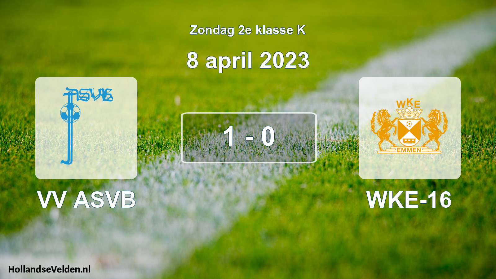 Total number of matches played: VV ASVB - WKE-16 1 - 0 (8 April 2023)