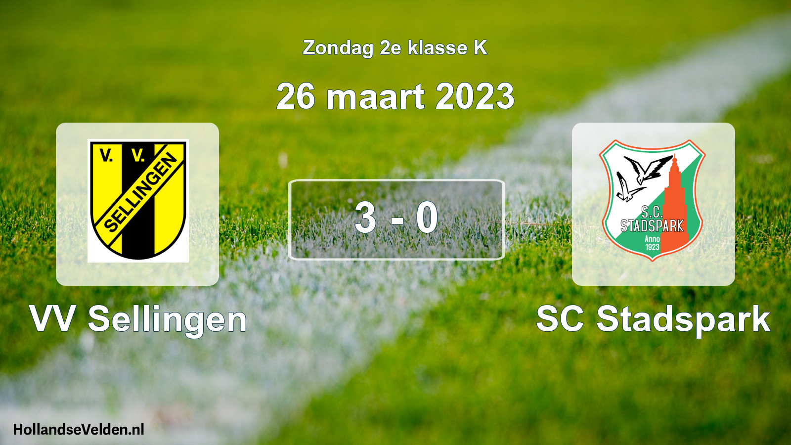 Total number of matches played: VV Sellingen - SC Stadspark 3 - 0 (26 March 2023)