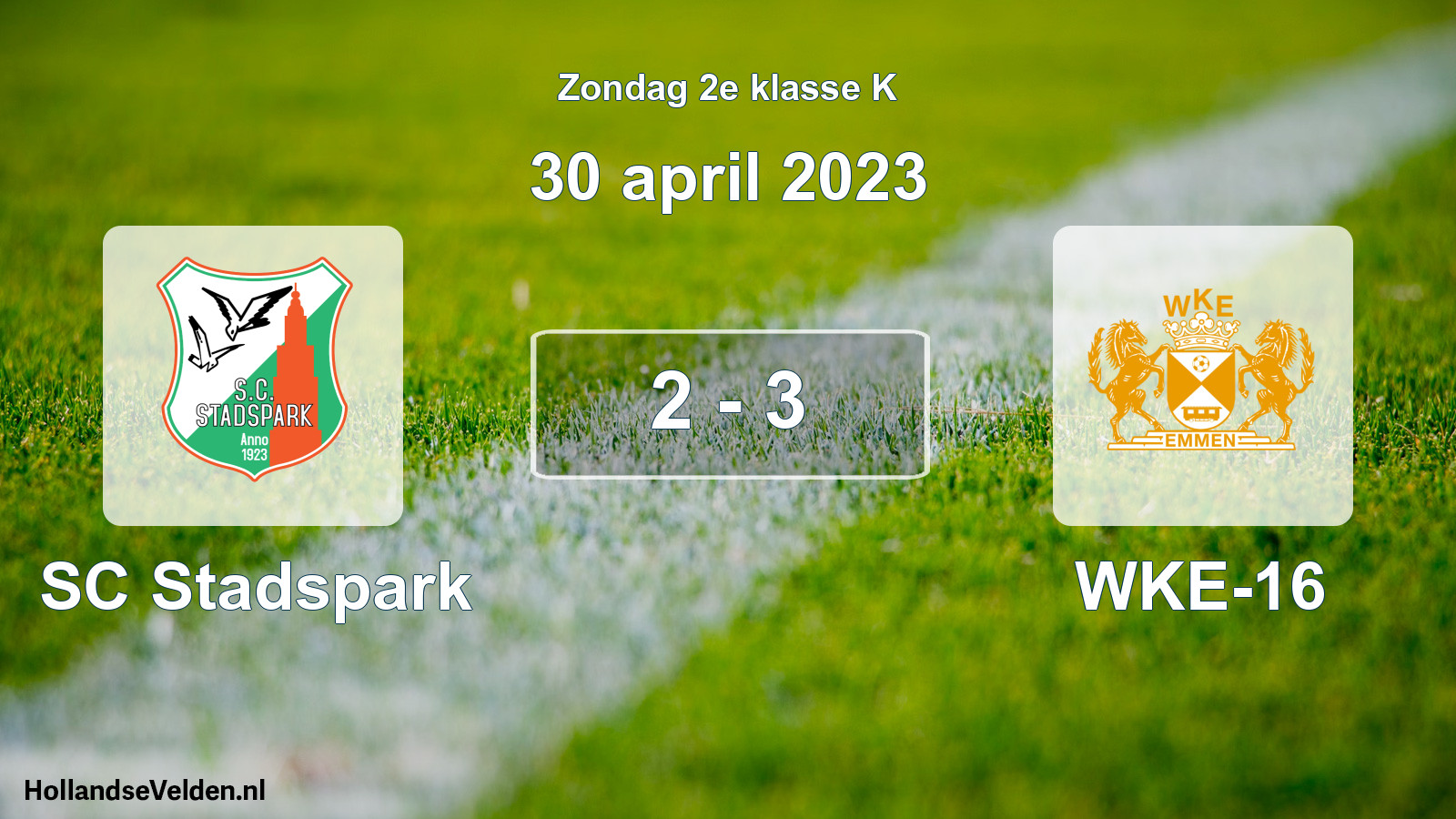 Total number of matches played: SC Stadspark - WKE-16 2 - 3 (30 April 2023)