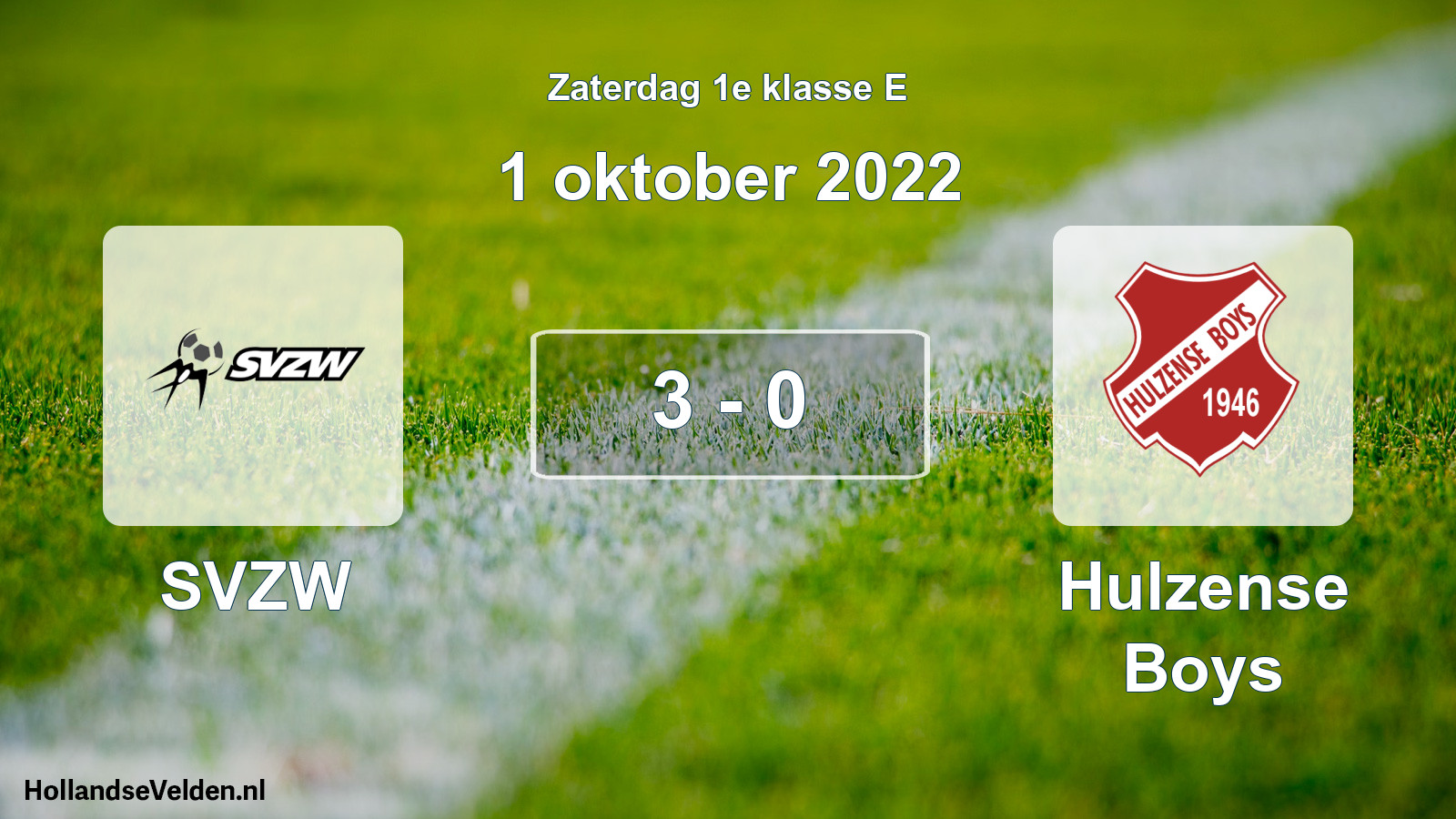 Total number of matches played: SVZW - Hulzense Boys 3 - 0 (1 October 2022)