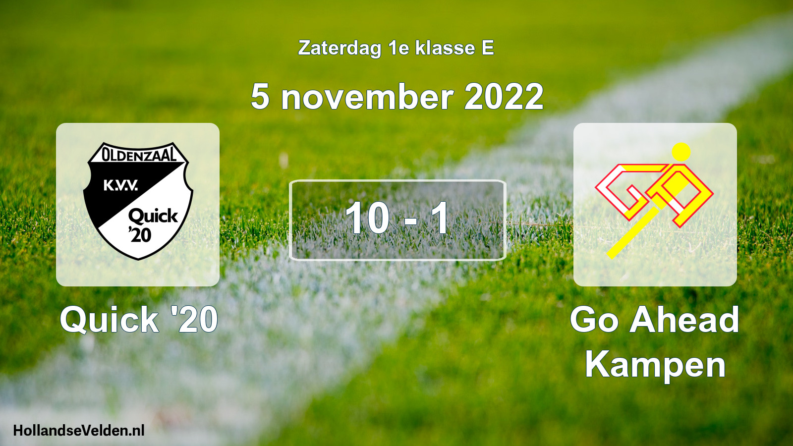 Total number of matches played: Quick '20 - Go Ahead Kampen 10 - 1 (5 November 2022)