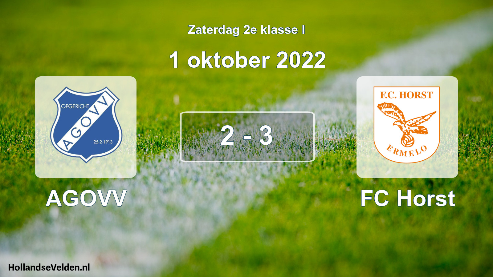 Total number of matches played: AGOVV - FC Horst 2 - 3 (1 October 2022)