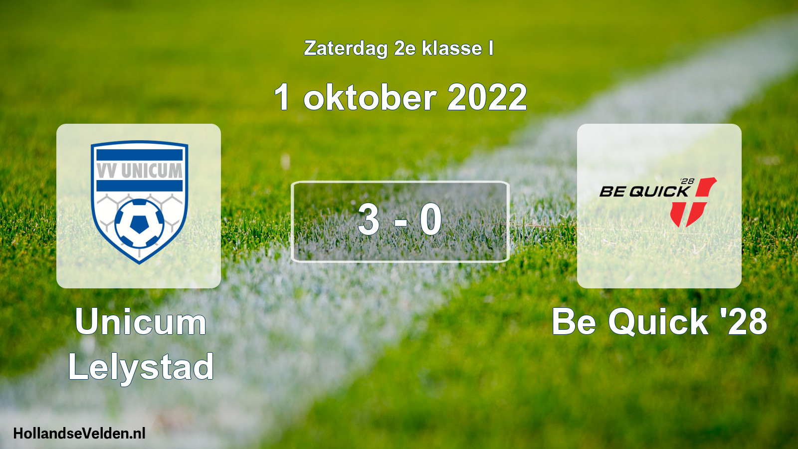 Total number of matches played: Unicum Lelystad - Be Quick '28 3 - 0 (1 October 2022)