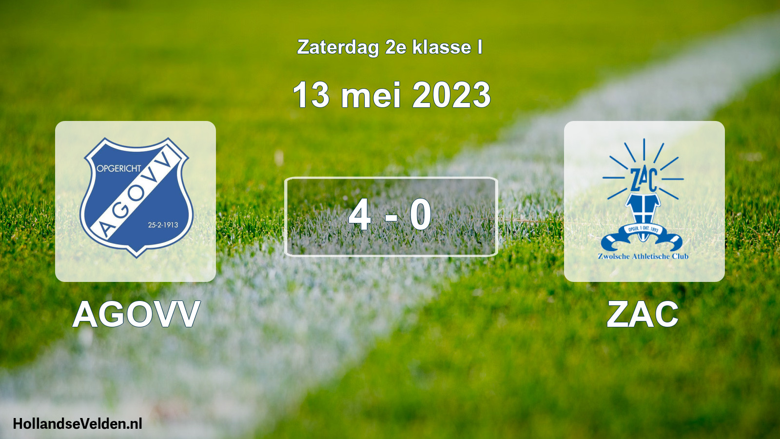 Total number of matches played: AGOVV - ZAC 4 - 0 (13 May 2023)