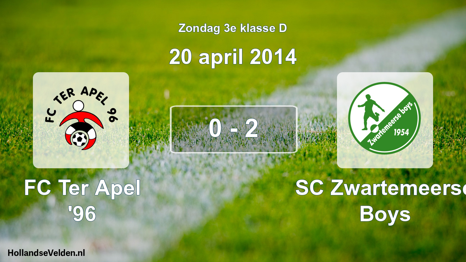 Total number of matches played: FC Ter Apel '96 - SC Zwartemeerse Boys 0 - 2 (20 April 2014)
