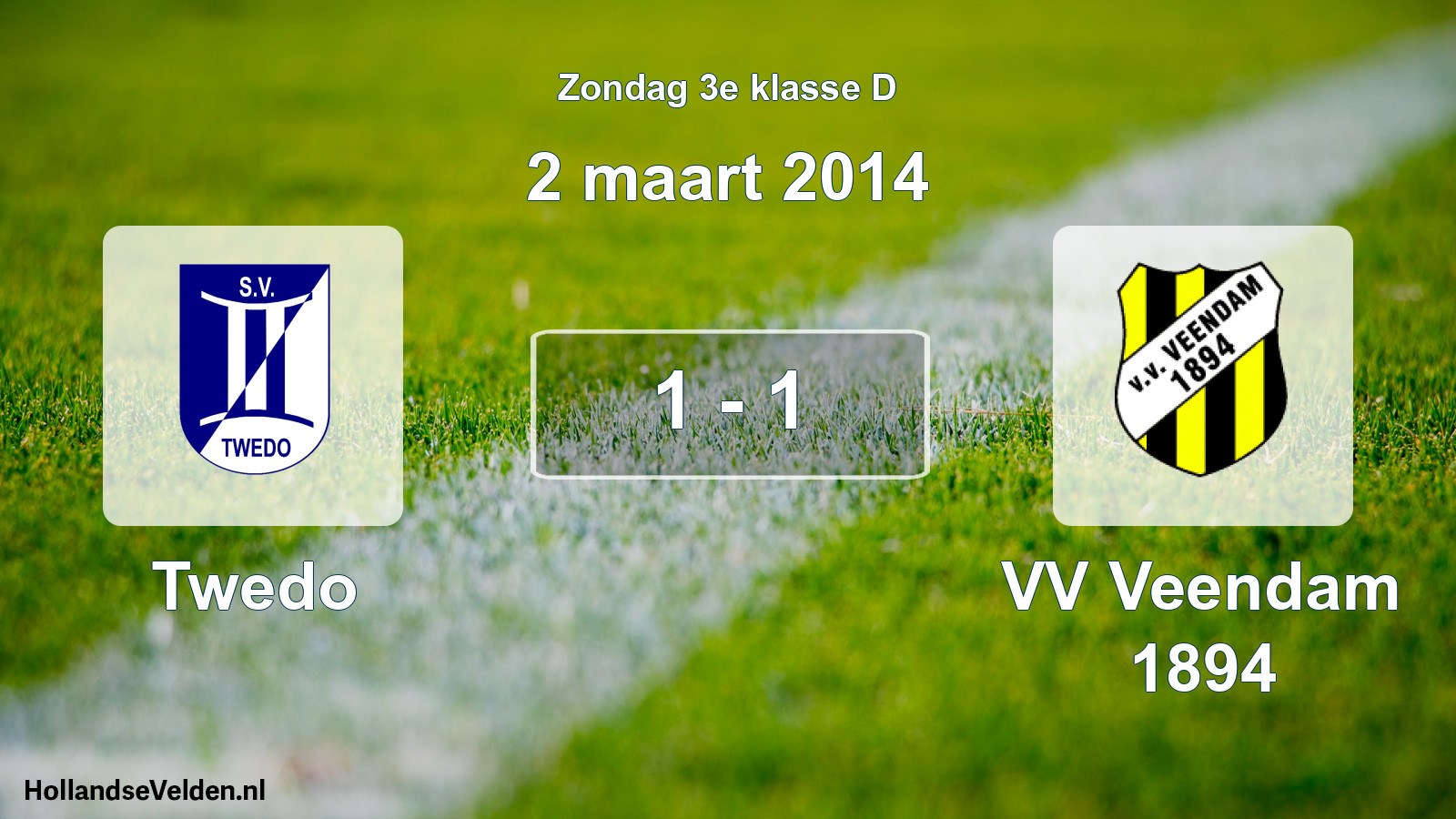 Total number of matches played: Twedo - VV Veendam 1894 1 - 1 (2 March 2014)