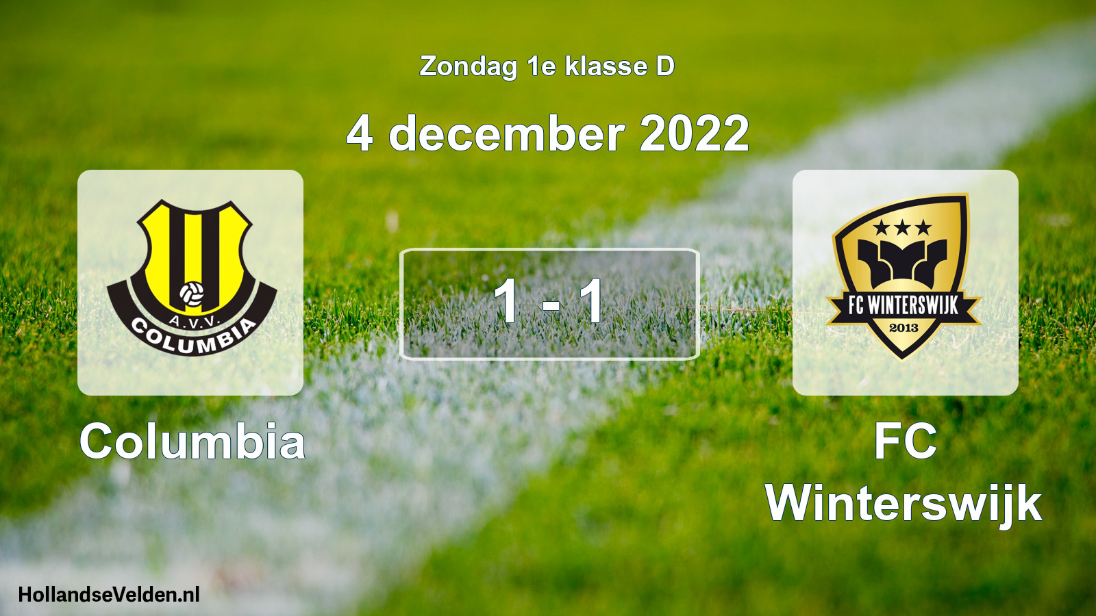 Total number of matches played: Columbia - FC Winterswijk 1 - 1 (4 December 2022)