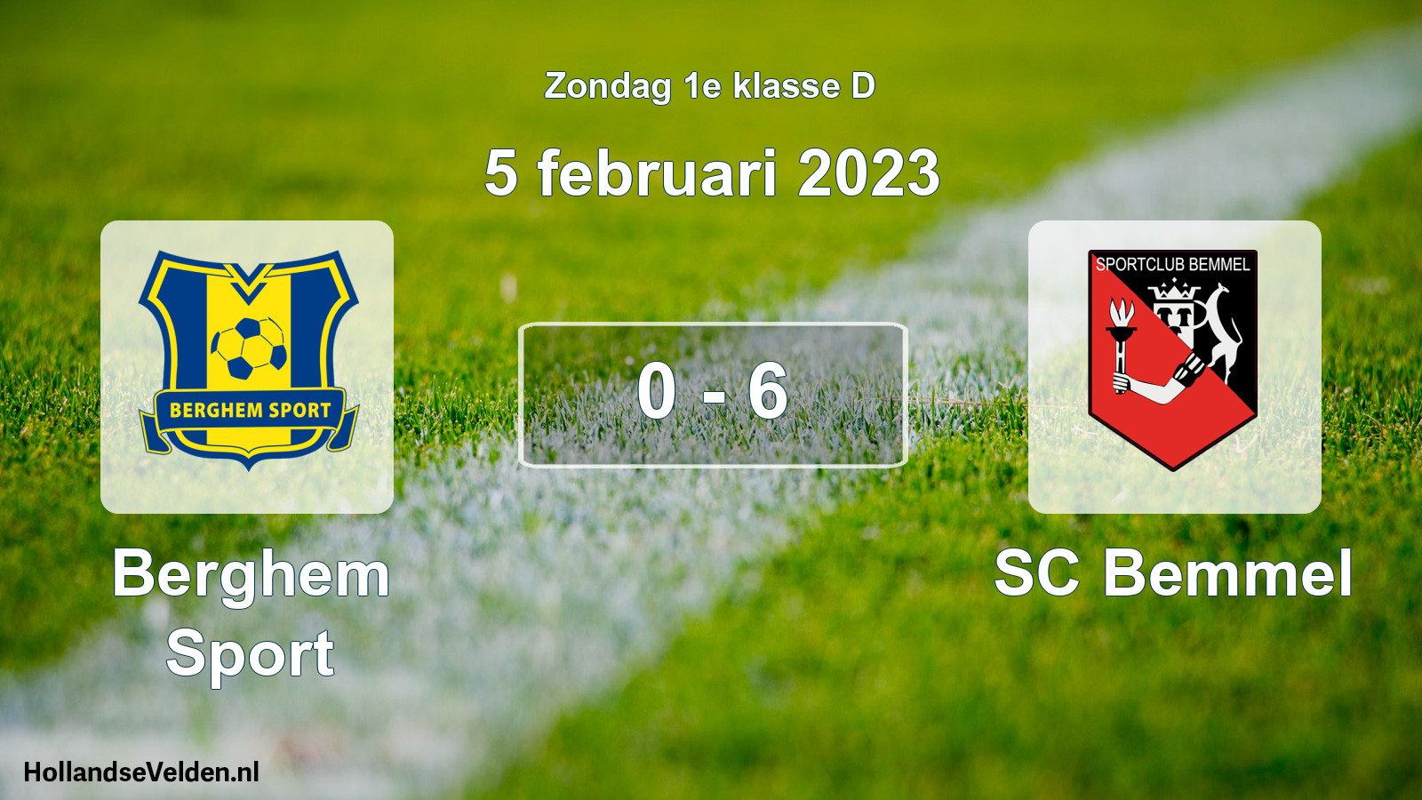 Total number of matches played: Berghem Sport - SC Bemmel 0 - 6 (5 February 2023)