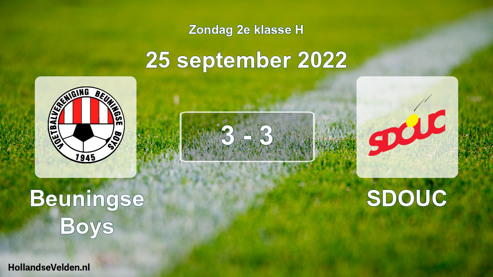 Total number of matches played: Beuningse Boys - SDOUC 3 - 3 (25 September 2022)