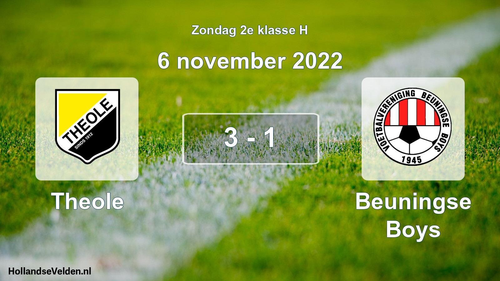 Total number of matches played: Theole - Beuningse Boys 3 - 1 (6 November 2022)