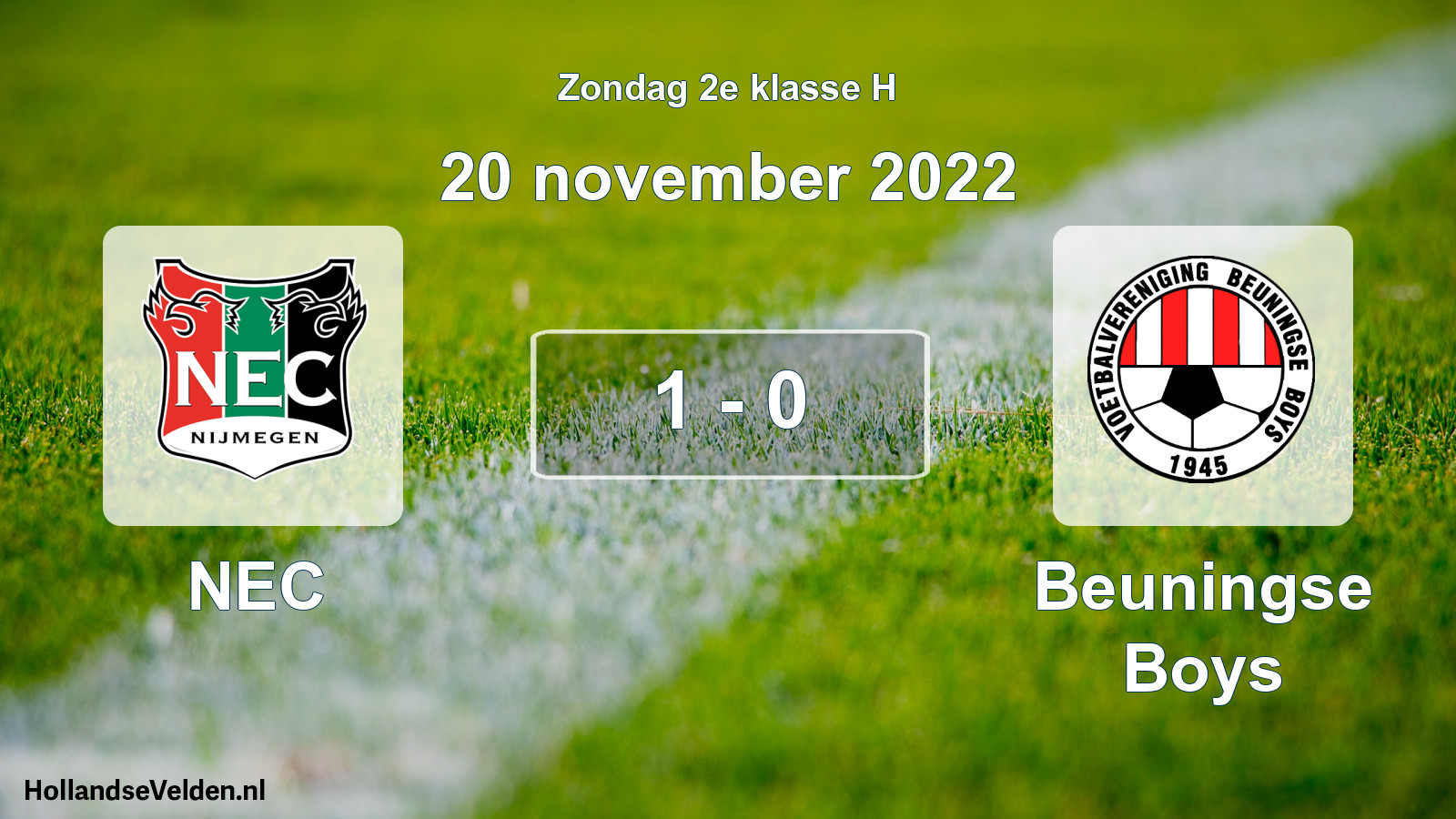 Total number of matches played: NEC - Beuningse Boys 1 - 0 (20 November 2022)