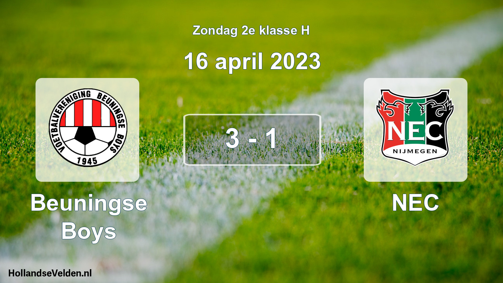 Total number of matches played: Beuningse Boys - NEC 3 - 1 (16 April 2023)