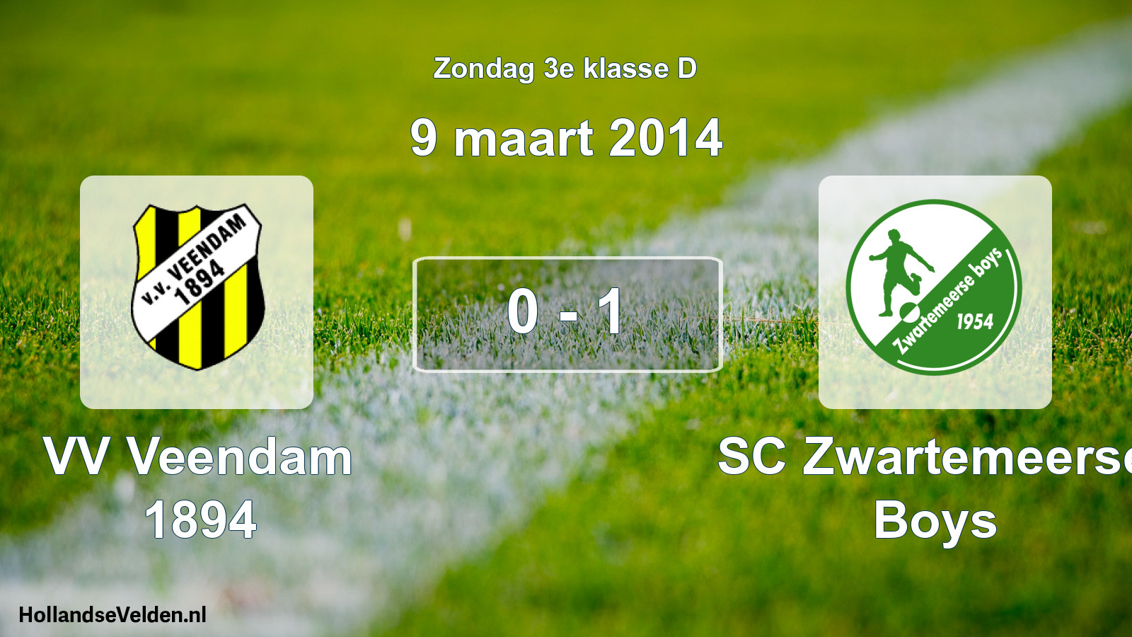 Total number of matches played: VV Veendam 1894 - SC Zwartemeerse Boys 0 - 1 (9 March 2014)