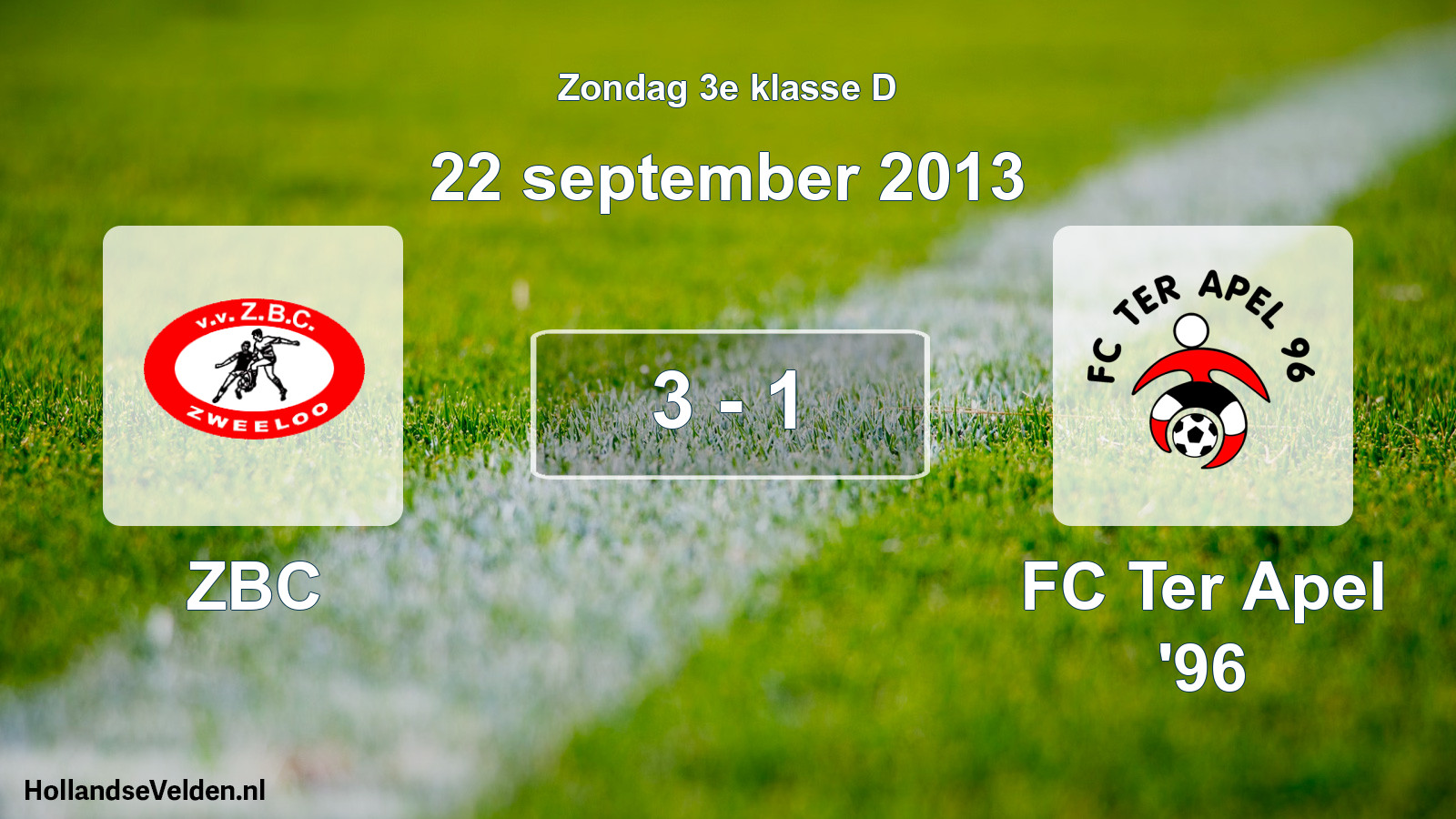Total number of matches played: ZBC - FC Ter Apel '96 3 - 1 (22 September 2013)