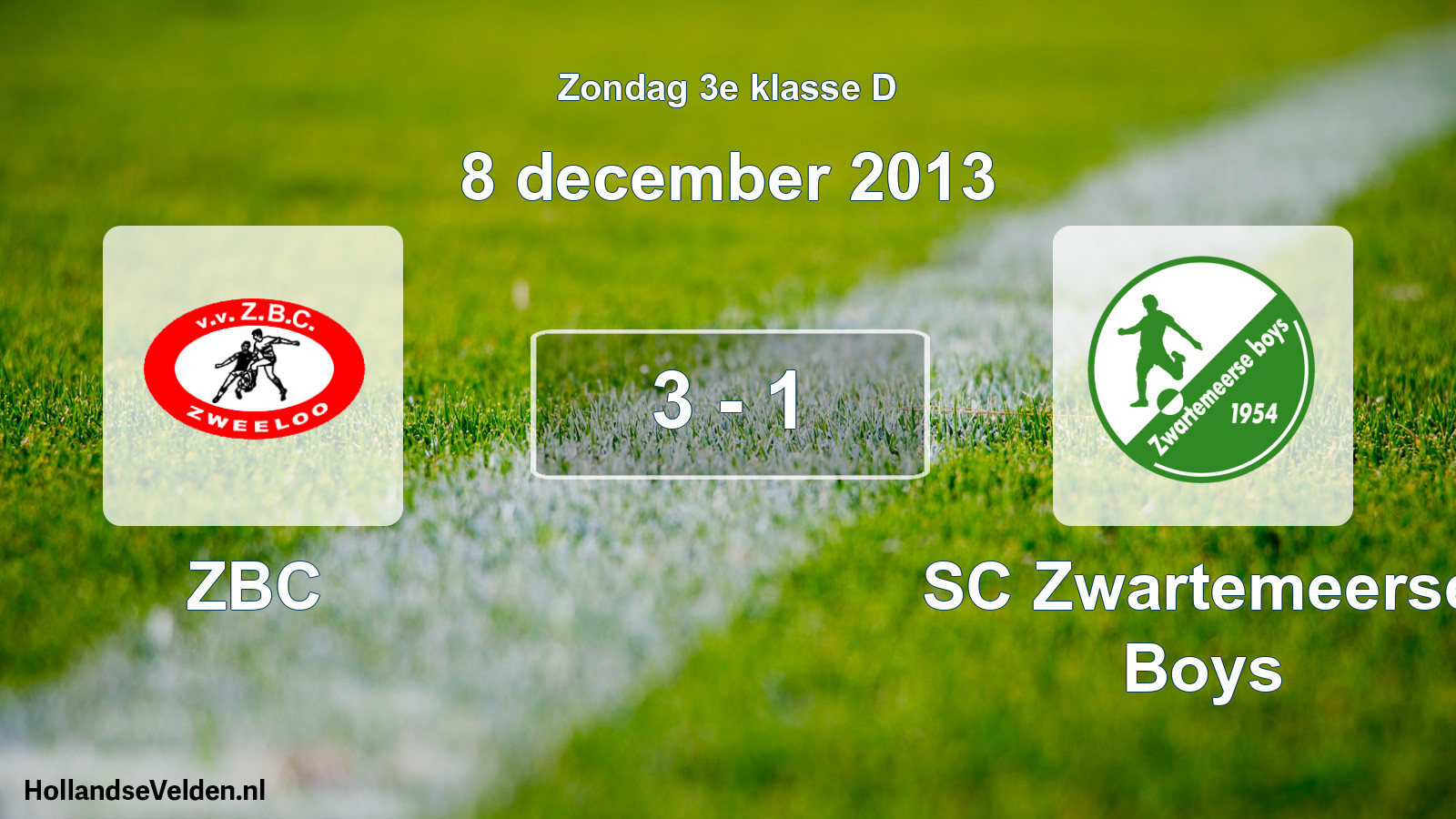 Total number of matches played: ZBC - SC Zwartemeerse Boys 3 - 1 (8 December 2013)