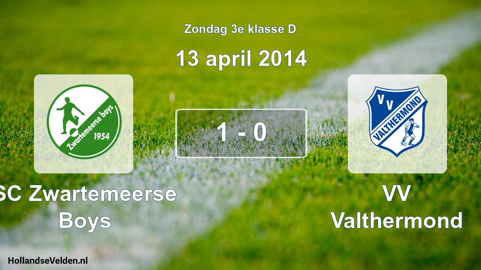 Total number of matches played: SC Zwartemeerse Boys - VV Valthermond 1 - 0 (13 April 2014)