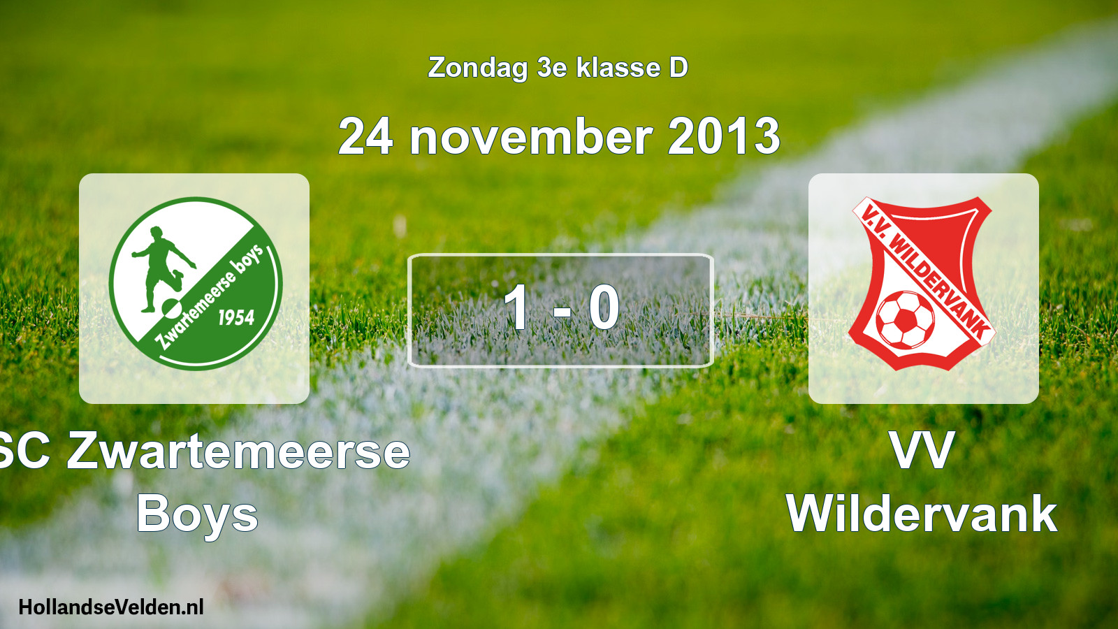 Total number of matches played: SC Zwartemeerse Boys - VV Wildervank 1 - 0 (24 November 2013)