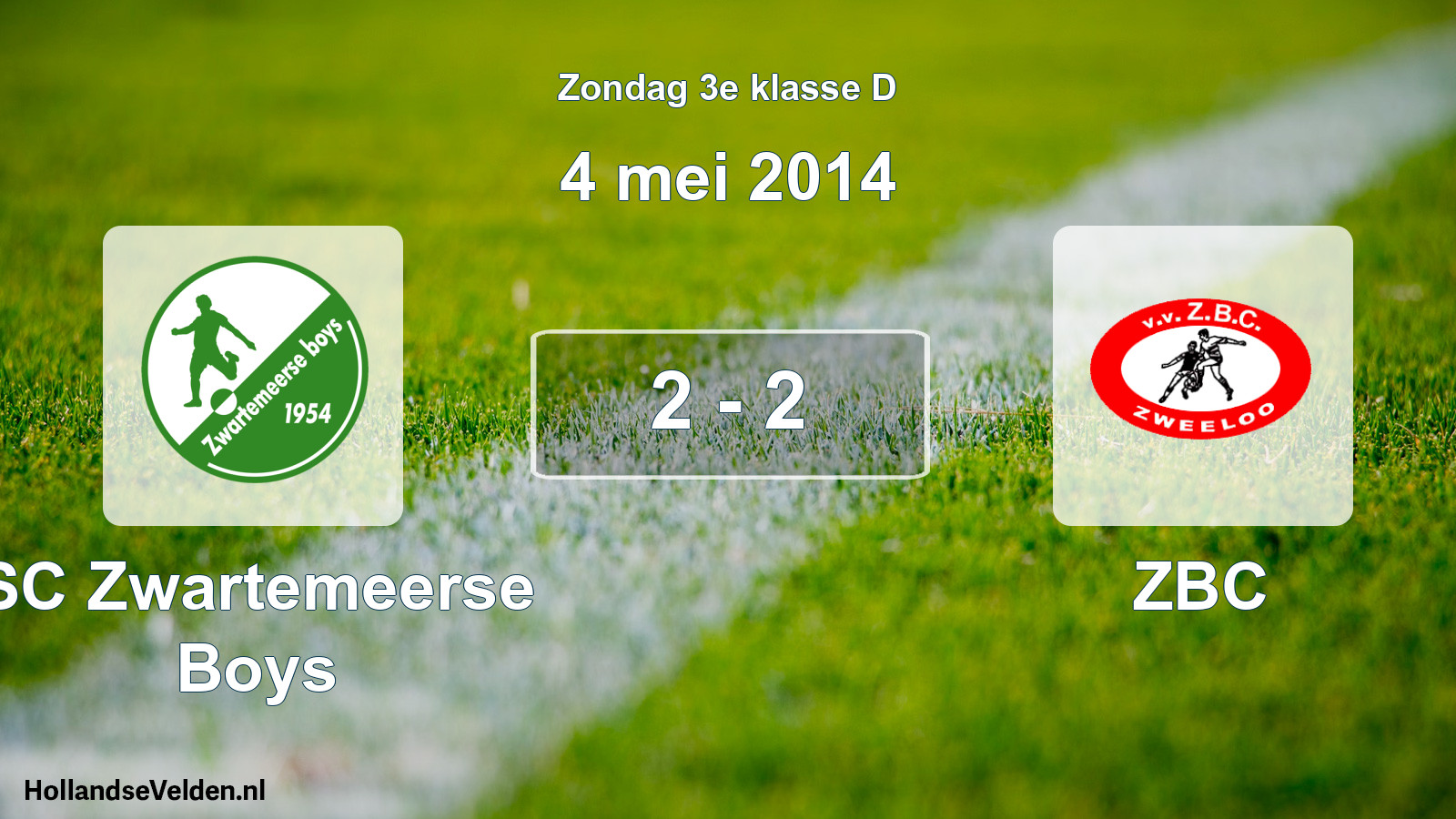 Total number of matches played: SC Zwartemeerse Boys - ZBC 2 - 2 (4 May 2014)