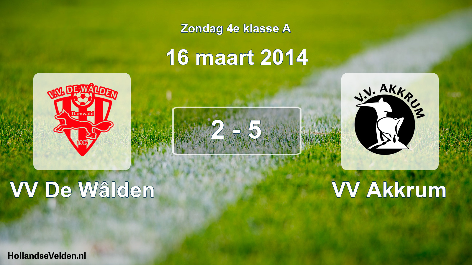 Total number of matches played: VV De Wâlden - VV Akkrum 2 - 5 (16 March 2014)