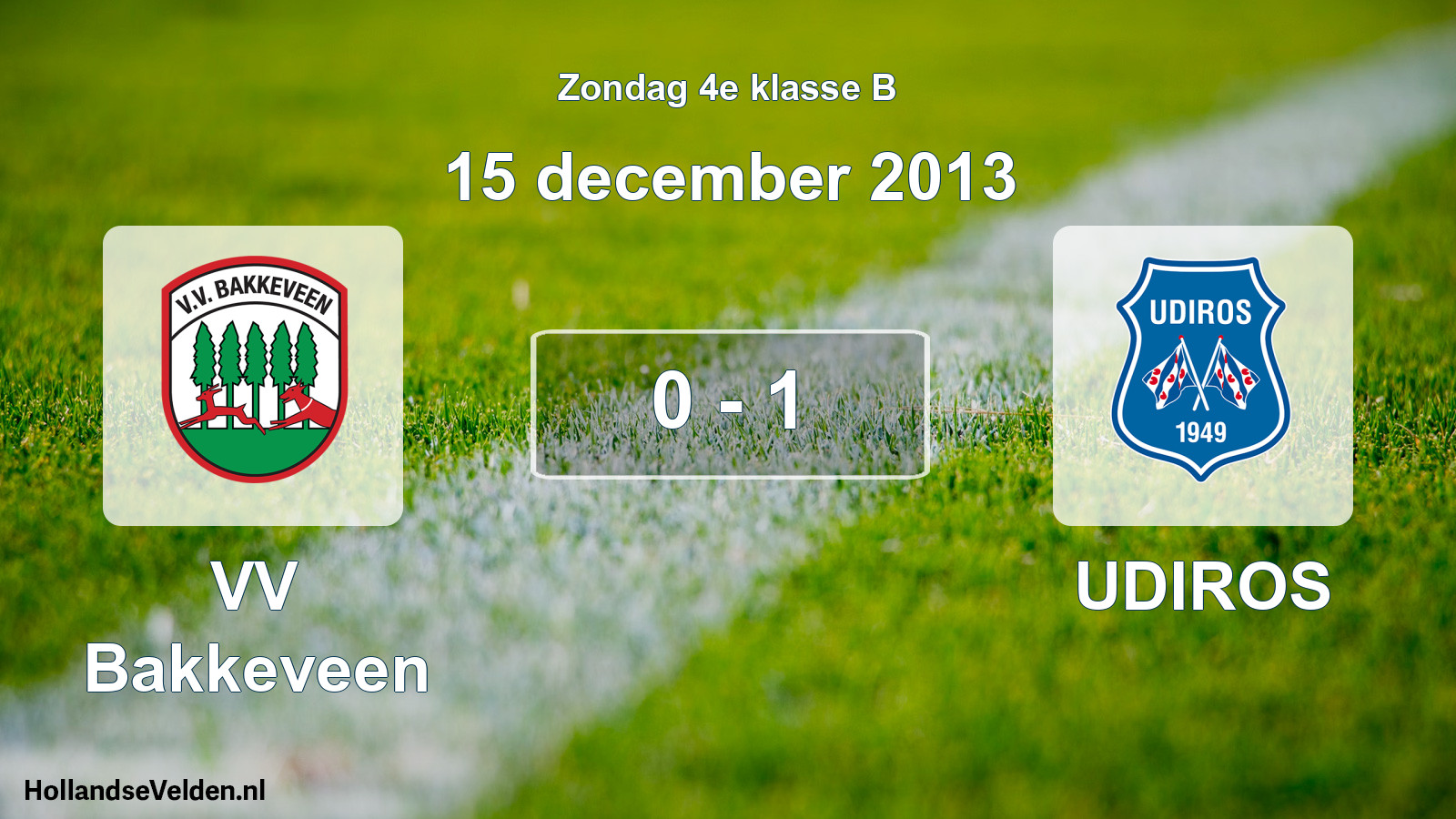 Total number of matches played: VV Bakkeveen - UDIROS 0 - 1 (15 December 2013)