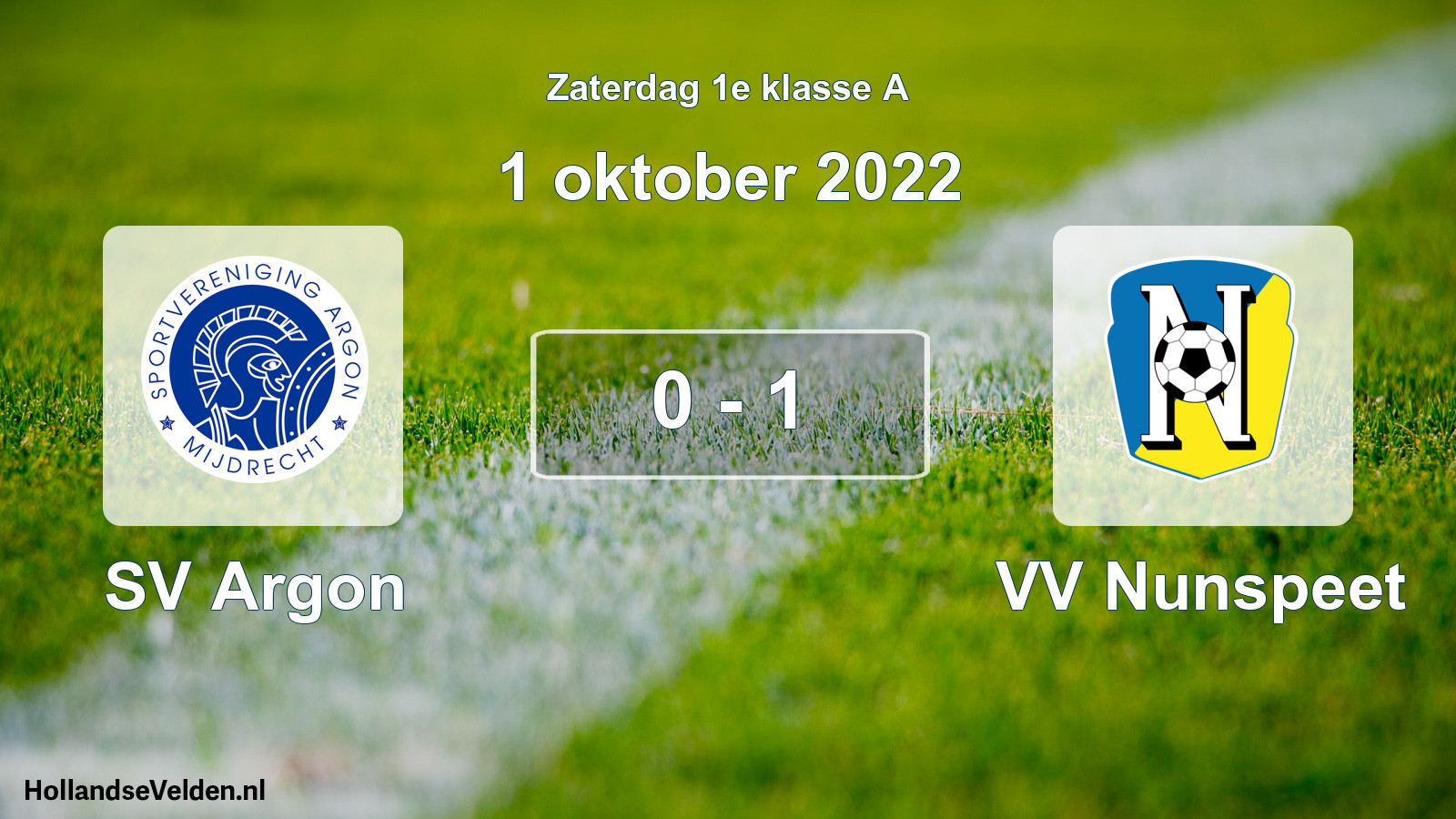 Total number of matches played: SV Argon - VV Nunspeet 0 - 1 (1 October 2022)