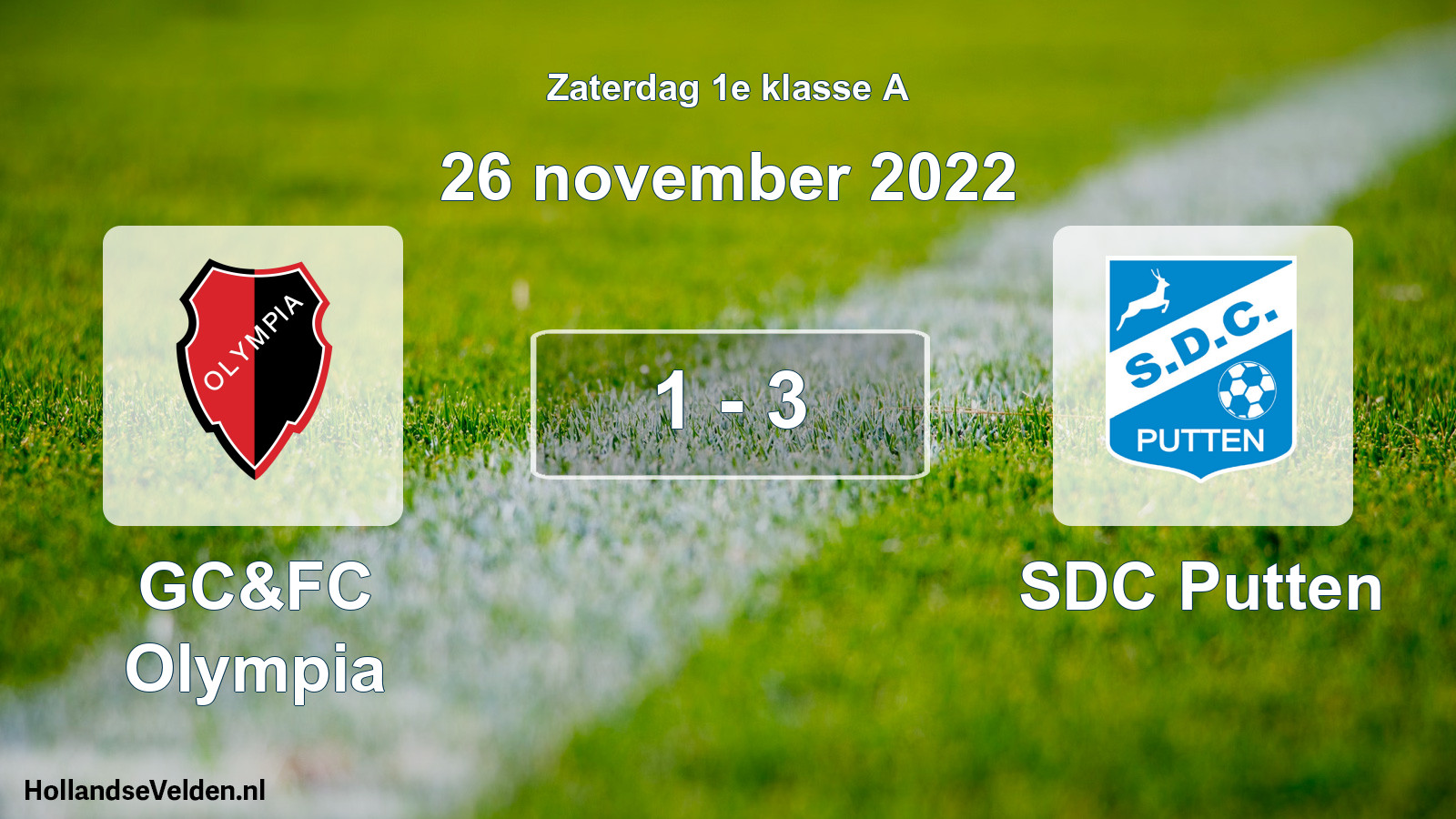 Total number of matches played: GC&FC Olympia - SDC Putten 1 - 3 (26 November 2022)