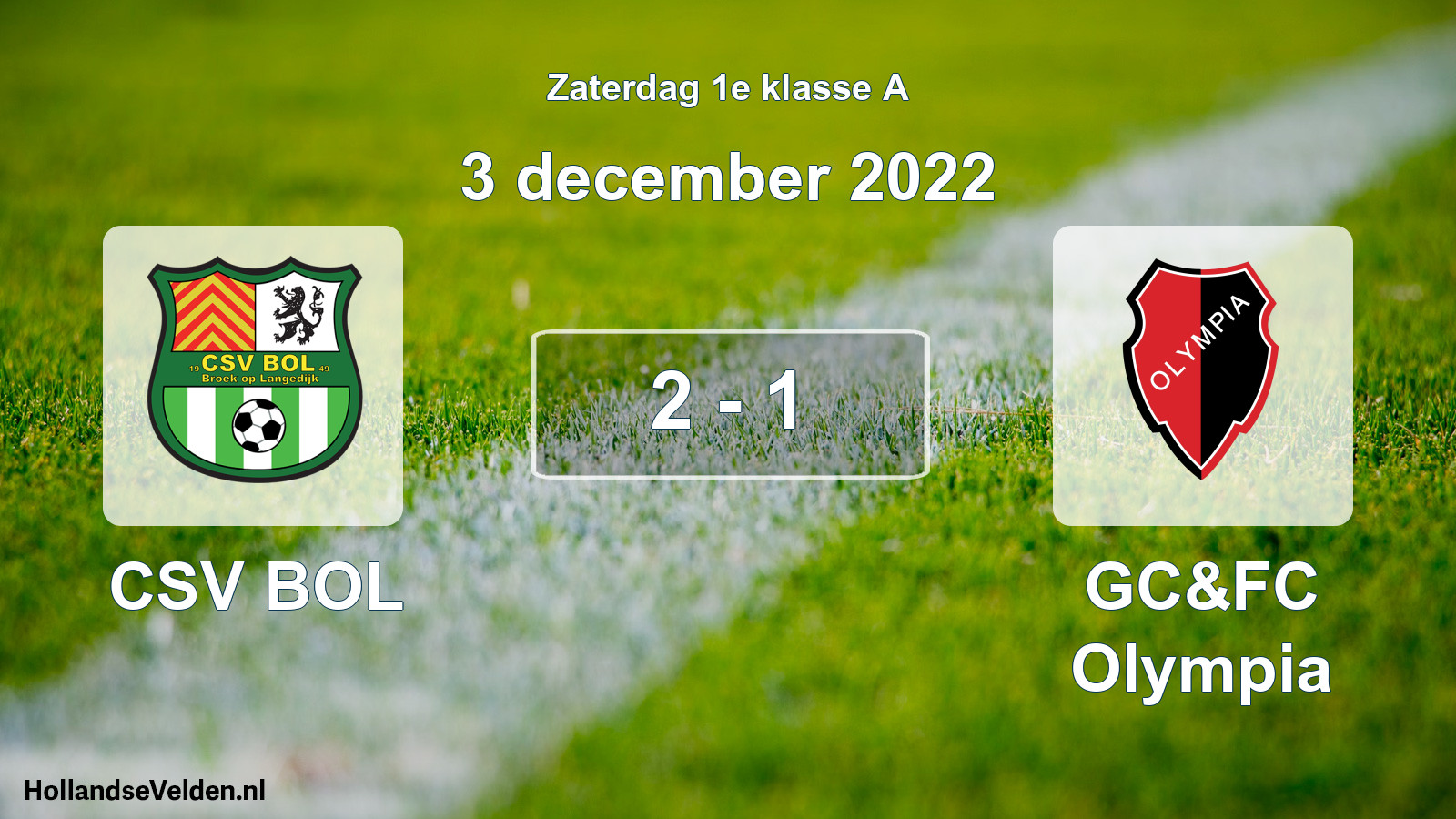 Total number of matches played: CSV BOL - GC&FC Olympia 2 - 1 (3 December 2022)