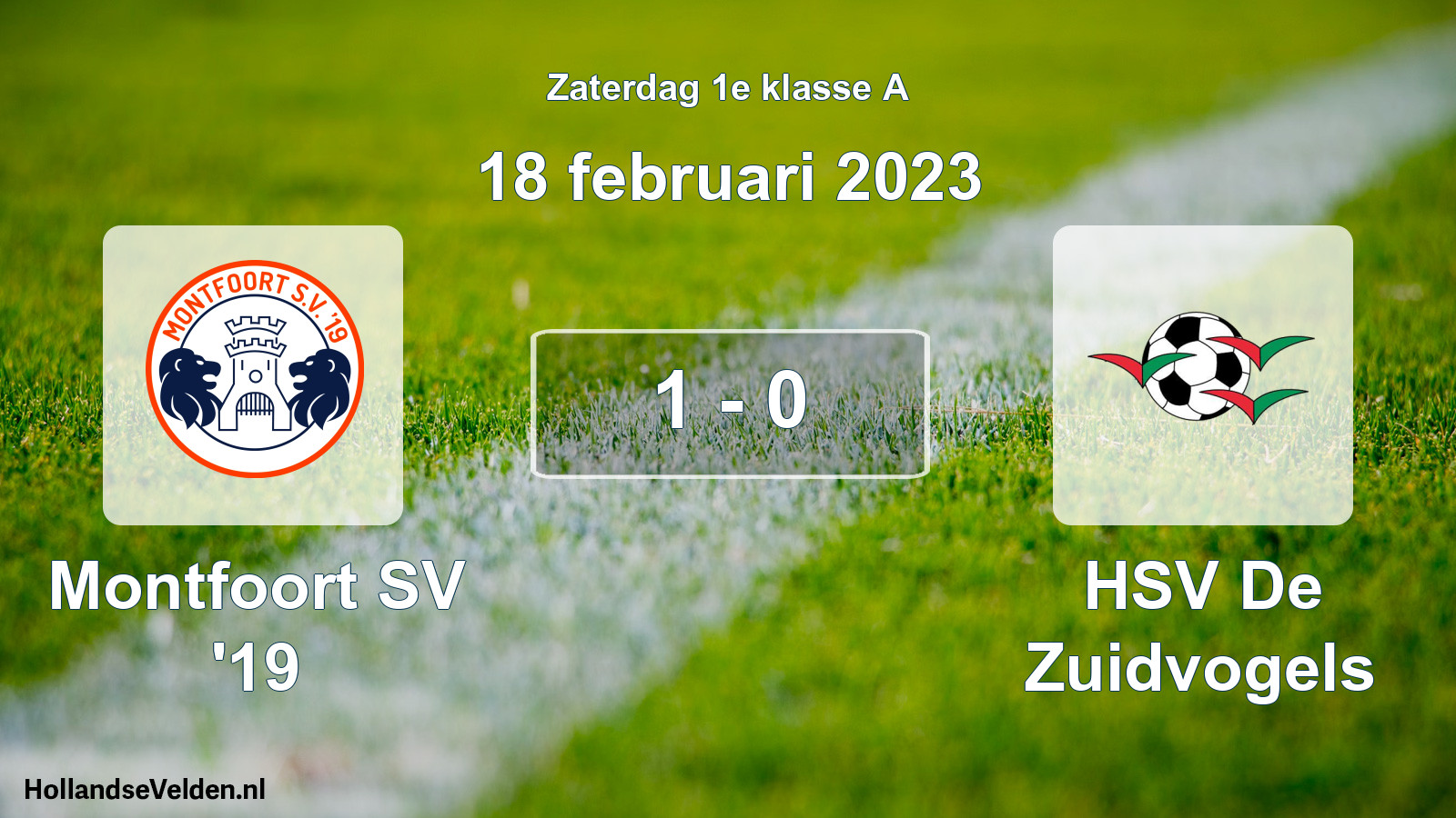Total number of matches played: Montfoort SV '19 - HSV De Zuidvogels 1 - 0 (18 February 2023)