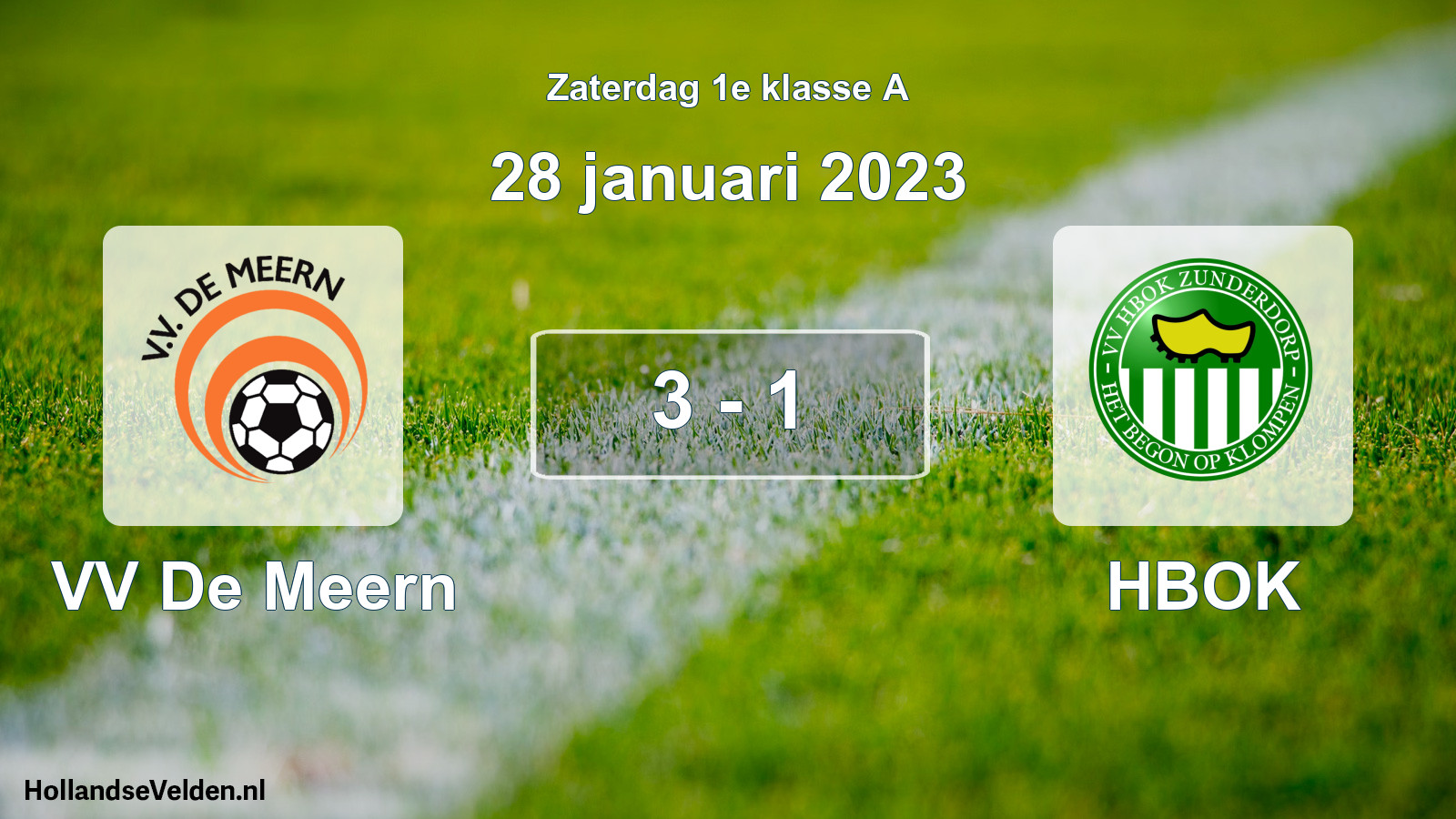 Total number of matches played: VV De Meern - HBOK 3 - 1 (28 January 2023)